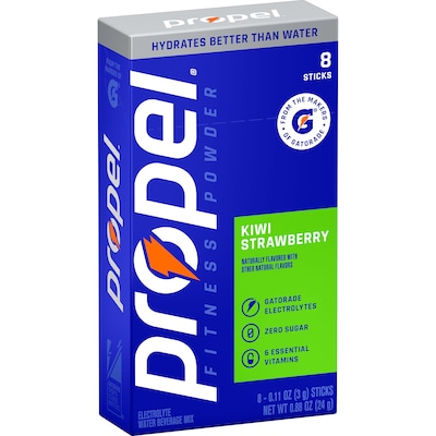 Propel Sugar-Free Kiwi Strawberry Powdered Drink Mix w/Electrolytes, 0.11 oz.,  8/Box (06626)