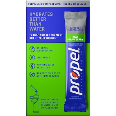 Propel Sugar-Free Kiwi Strawberry Powdered Drink Mix w/Electrolytes, 0.11 oz.,  8/Box (06626)
