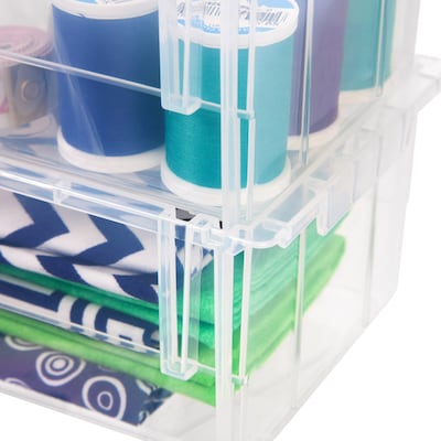 IRIS Small Stackable Plastic Storage Bin, 3" x 4.5"x 7.5", 0.4 Qt., Clear, 12/Carton (200518CT)