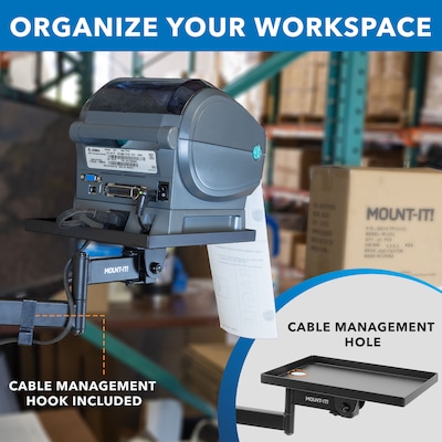 Mount-It! Printer Pole Mount, Holds 11 lbs., Extends Up to 15.5", Black (MI-3799)