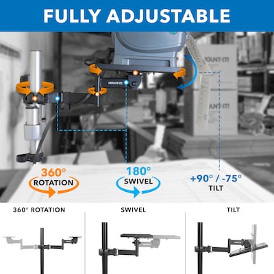 Mount-It! Printer Pole Mount, Holds 11 lbs., Extends Up to 15.5", Black (MI-3799)