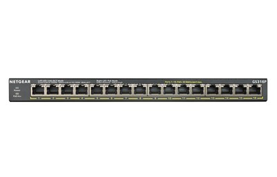 Netgear Business 16 Gigabit Ethernet PoE Smart Switch, 1000 Mbps, Black (GS316P-100NAS)