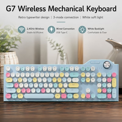 SaharaCase Wireless Mechanical Keyboard, Pastel Blue (KB23)