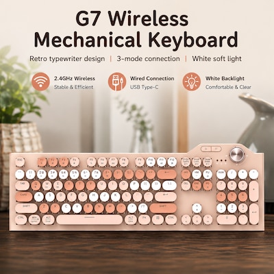 SaharaCase Wireless Mechanical Keyboard, Rose Gold (KB25)
