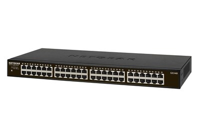 Netgear 300 48 Gigabit Ethernet Unmanaged Switch, 1000 Mbps, Black (GS348-100NAS)