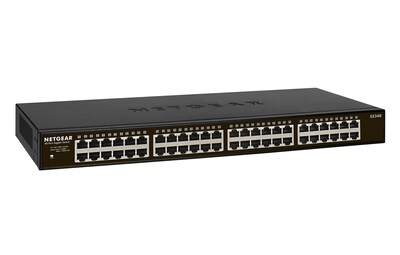 Netgear 300 48 Gigabit Ethernet Unmanaged Switch, 1000 Mbps, Black (GS348-100NAS)