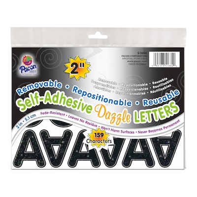 Pacon Puffy Font 2 Letter & Number Adhesive Letters, Black Dazzle, 159/Pack (PAC51684)