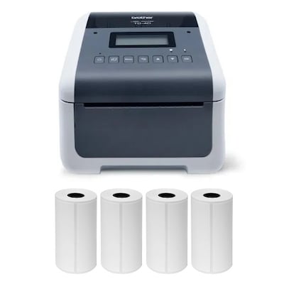 Brother TD-4550DNWB Wireless Ready 4.3” Desktop Barcode Label Printer and 4 Rolls of 4 x 2 Labels