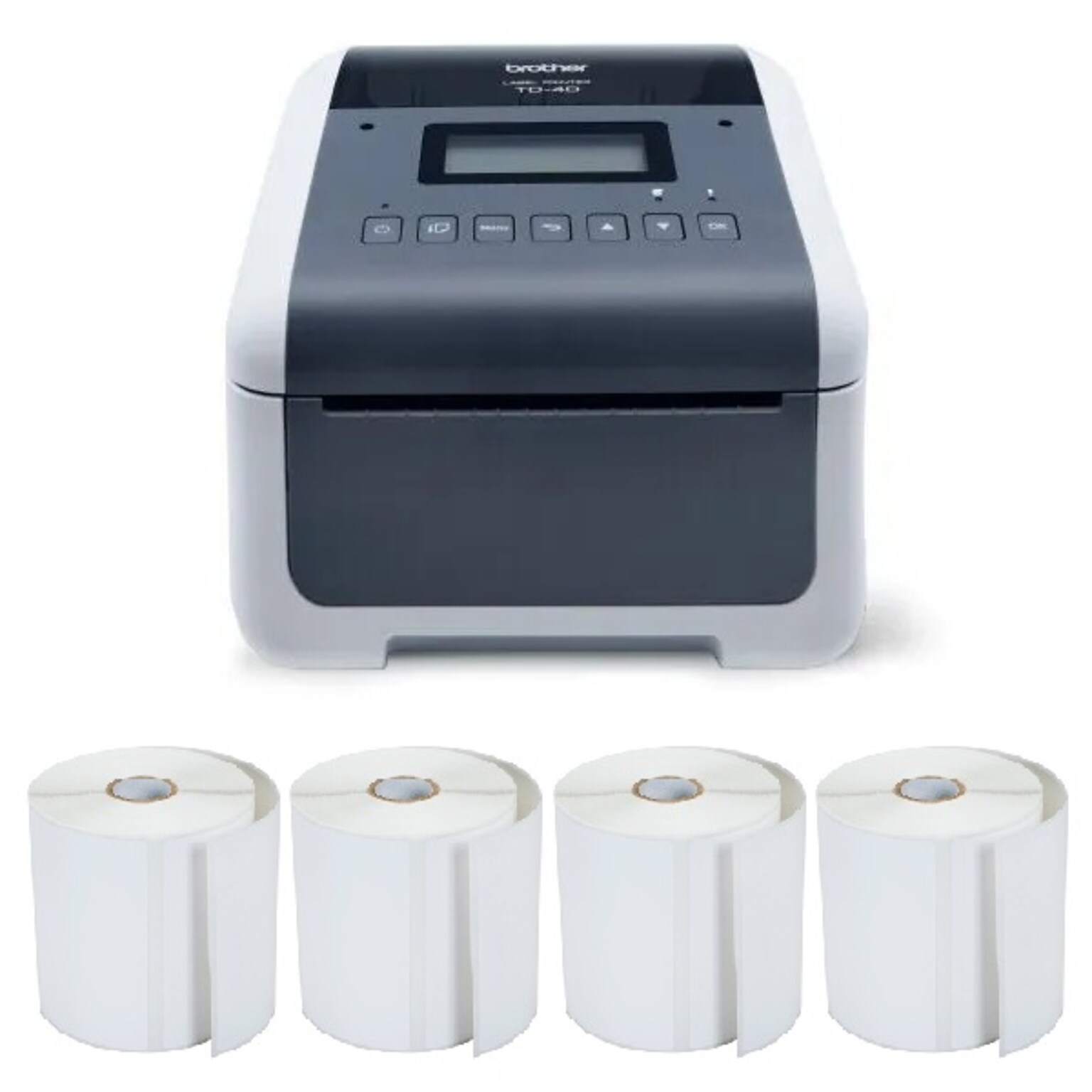Brother TD-4550DNWB Wireless Ready 4.3” Desktop Barcode Label Printer and 4 Rolls of 4 x 3 Labels