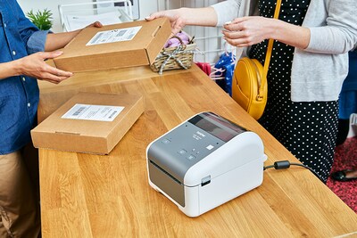 Brother TD-4550DNWB Wireless Ready 4.3” Desktop Barcode Label Printer and 4 Rolls of 4" x 6" Labels