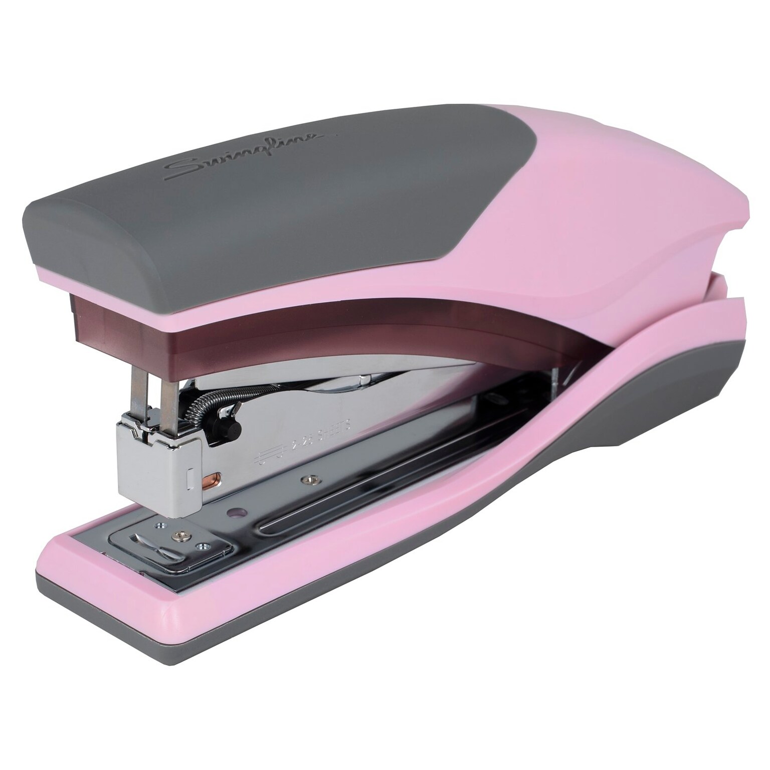 Swingline Optima 25 Rediced-Effort Desktop Stapler, 25-Sheet Capacity, Pink/Gray (S7066401)