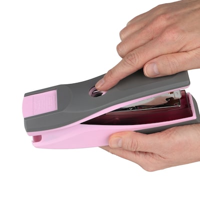 Swingline Optima 25 Rediced-Effort Desktop Stapler, 25-Sheet Capacity, Pink/Gray (S7066401)