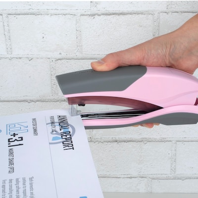 Swingline Optima 25 Rediced-Effort Desktop Stapler, 25-Sheet Capacity, Pink/Gray (S7066401)