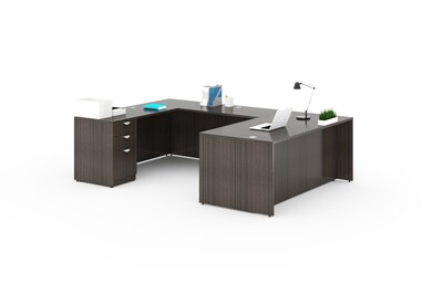 Boss Office Products 66 U-Shaped Desk with File Pedestal, Driftwood (GROUPA13-DW)