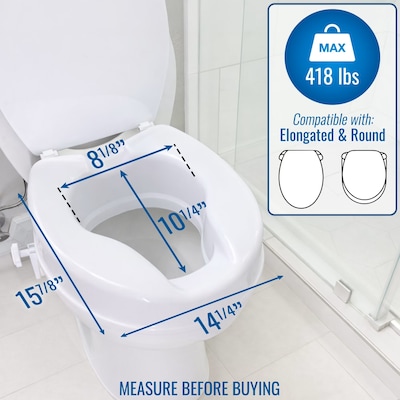 HealthSmart Universal Raised Toilet Seat, 4H, 300 Lb. Capacity (522-1510-1900)