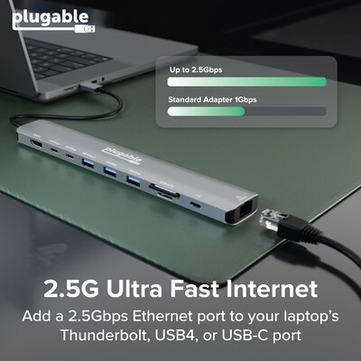Plugable USB-C 10-in-1 Hub with 8K HDMI & up to 140W Pass-Through Charging (USBC-10IN1E)