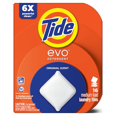 Tide evo Laundry Detergent Tiles, Original Scent, 16 Tiles/Box (09384)