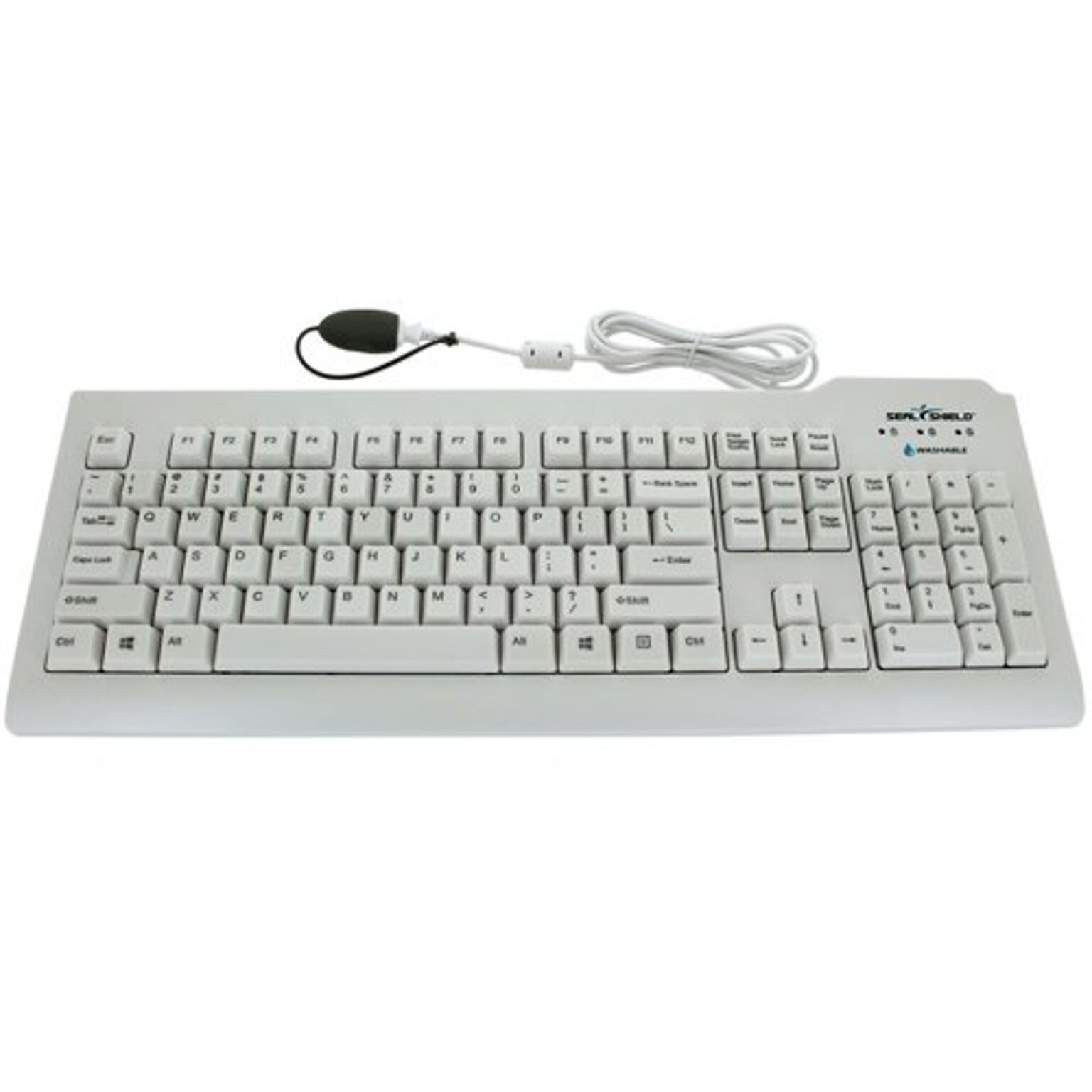 Seal Shield Silver-Seal-Glow Medical Grade Backlit True-Type Long Cable Keyboard w/ Quick Connect and Backlight