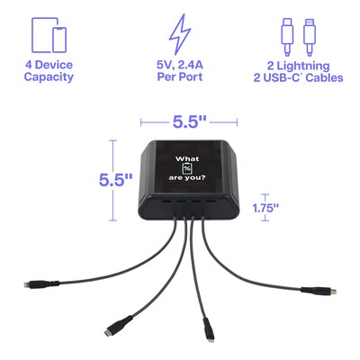 KwikBoost Mini Tabletop Charging Hub, Black (KB94016)
