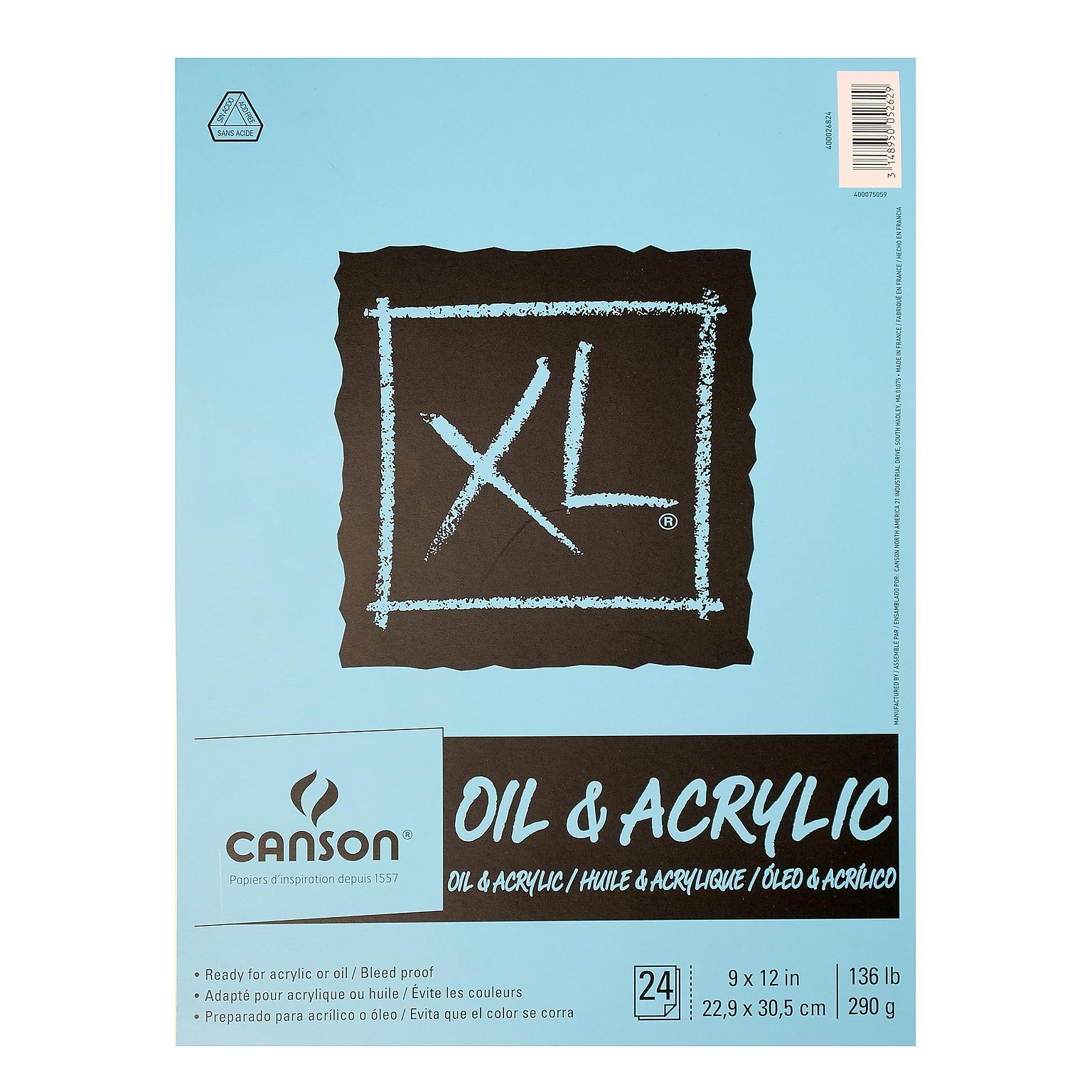 Canson XL Oil & Acrylic Canvas Pad, 9 x 12 (400026824)