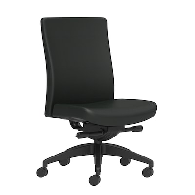 Union & Scale Workplace2.0™ Task Chair Upholstered, Armless, Black Vinyl Synchro Tilt Seat Slide (54