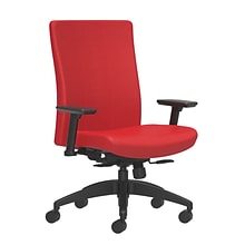 Union & Scale Workplace2.0™ Task Chair Upholstered 2D, Adjustable Arms, Cherry Fabric, Synchro Tilt