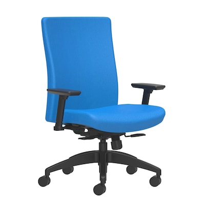 Union & Scale Workplace2.0™ Task Chair Upholstered 2D, Adjustable Arms, Cobalt Fabric, Synchro Tilt