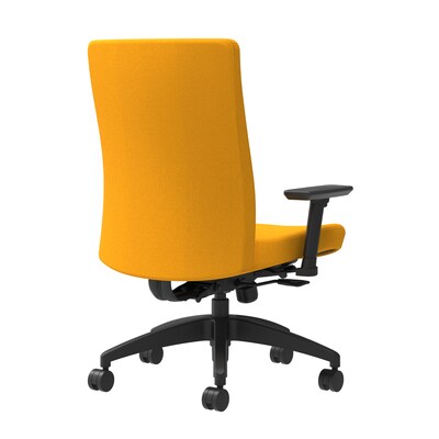 Union & Scale Workplace2.0™ Task Chair Upholstered 2D, Adjustable Arms, Goldenrod Fabric, Synchro Ti