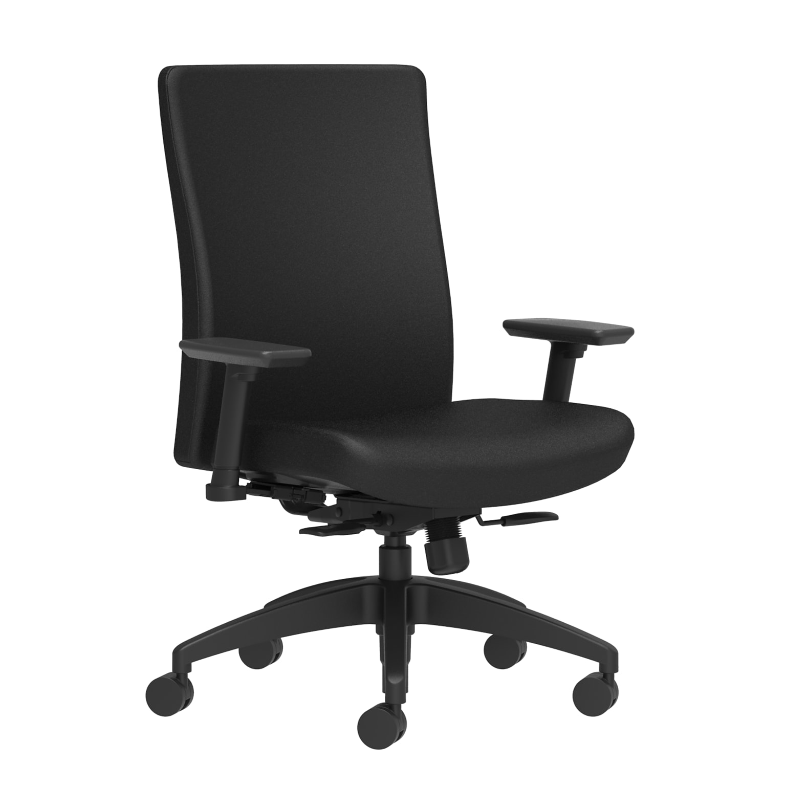 Union & Scale Workplace2.0™ Task Chair Upholstered 2D, Adjustable Arms, Black Fabric, Synchro Tilt Assembled (54143)
