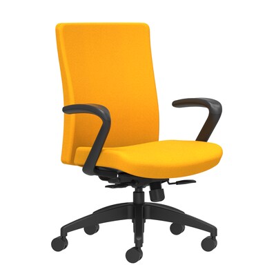 Union & Scale Workplace2.0™ Task Chair Upholstered, Fixed Arms, Goldenrod Fabric, Synchro Tilt (5415