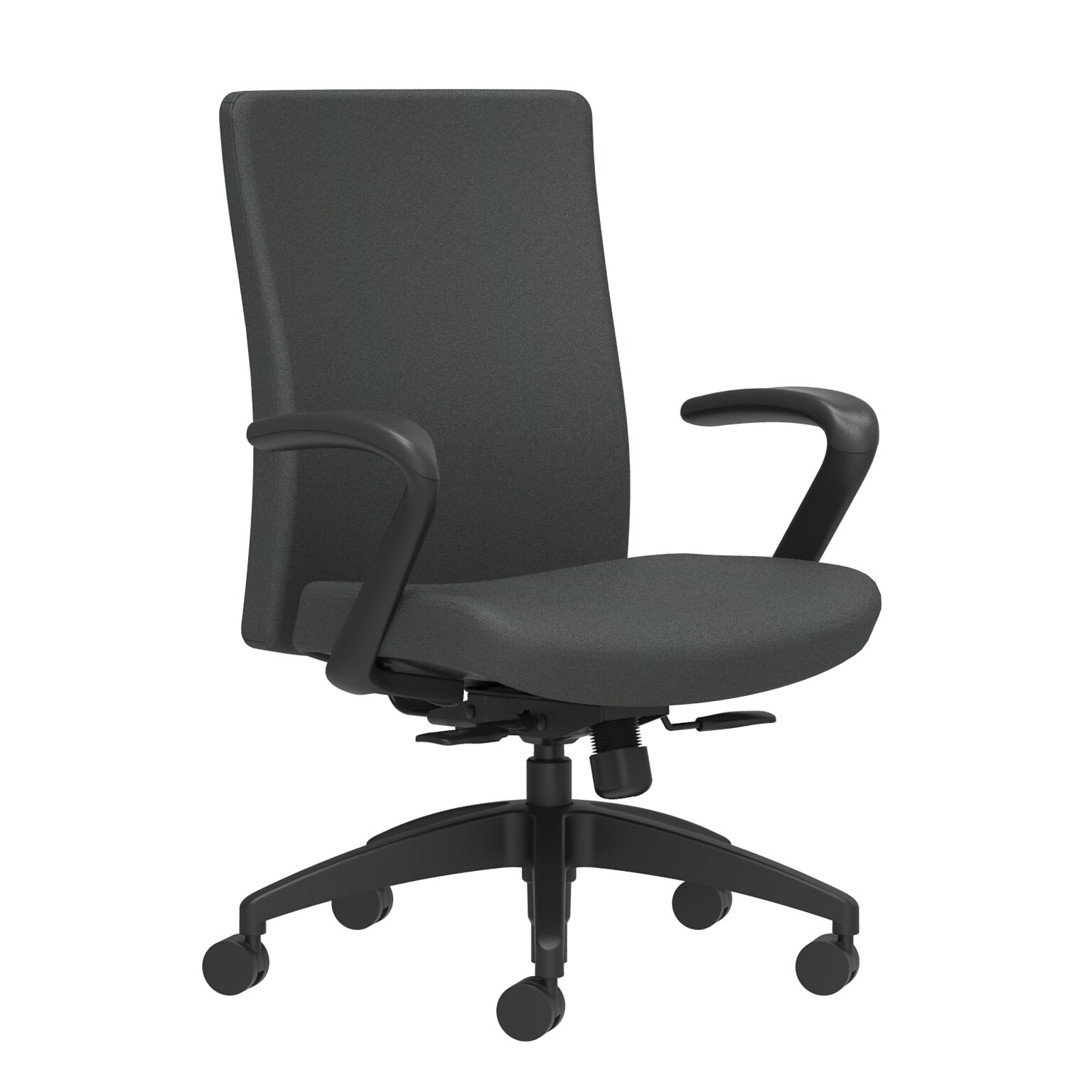 Union & Scale Workplace2.0™ Task Chair Upholstered, Fixed Arms, Iron Ore Fabric, Synchro Tilt (54155)