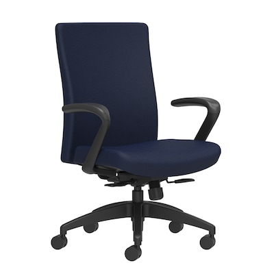 Union & Scale Workplace2.0™ Task Chair Upholstered, Fixed Arms, Navy Fabric, Synchro Tilt (54157)