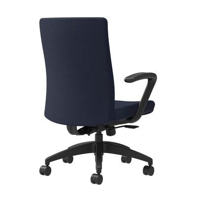 Union & Scale Workplace2.0™ Task Chair Upholstered, Fixed Arms, Navy Fabric, Synchro Tilt (54157)