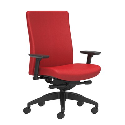 Union & Scale Workplace2.0™ Task Chair Upholstered 2D, Adjustable Arms, Cherry Fabric, Synchro Tilt Seat Slide (54172)