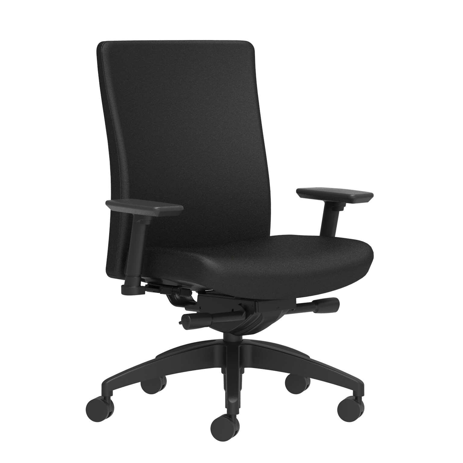 Union & Scale Workplace2.0™ Task Chair Upholstered 2D, Adjustable Arms, Black Fabric, Synchro Tilt Seat Slide (54176)