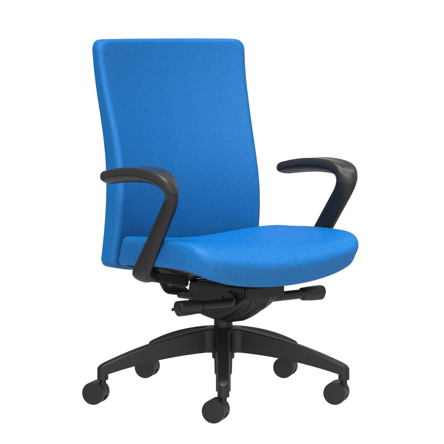 Union & Scale Workplace2.0™ Task Chair Upholstered, Fixed Arms, Cobalt Fabric, Synchro Tilt Seat Slide (54184)