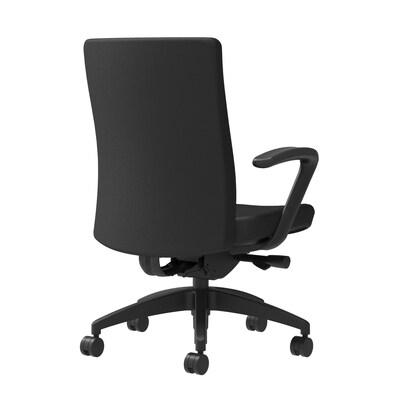 Union & Scale Workplace2.0™ Task Chair Upholstered, Fixed Arms, Black Fabric, Synchro Tilt Seat Slide (54187)