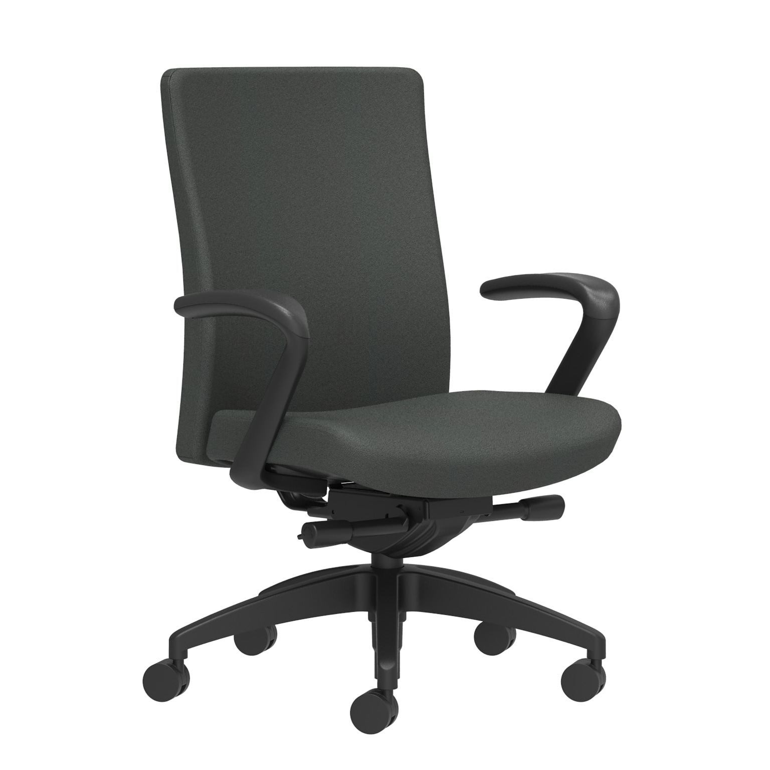 Union & Scale Workplace2.0™ Task Chair Upholstered, Fixed Arms, Iron Ore Fabric, Synchro Tilt Seat Slide (54188)