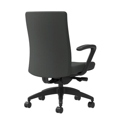 Union & Scale Workplace2.0™ Task Chair Upholstered, Fixed Arms, Iron Ore Fabric, Synchro Tilt Seat S