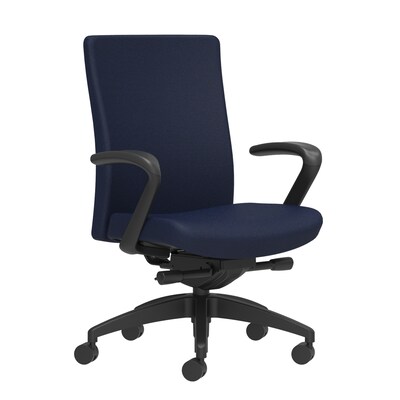 Union & Scale Workplace2.0™ Task Chair Upholstered, Fixed Arms, Navy Fabric, Synchro Tilt Seat Slide (54190)
