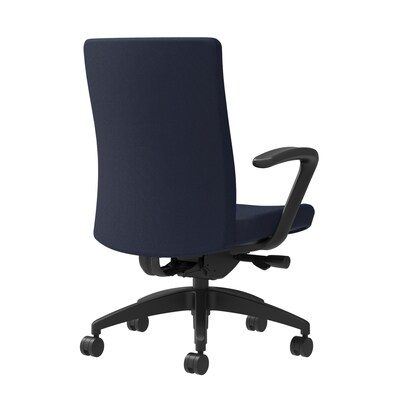 Union & Scale Workplace2.0™ Task Chair Upholstered, Fixed Arms, Navy Fabric, Synchro Tilt Seat Slide (54190)