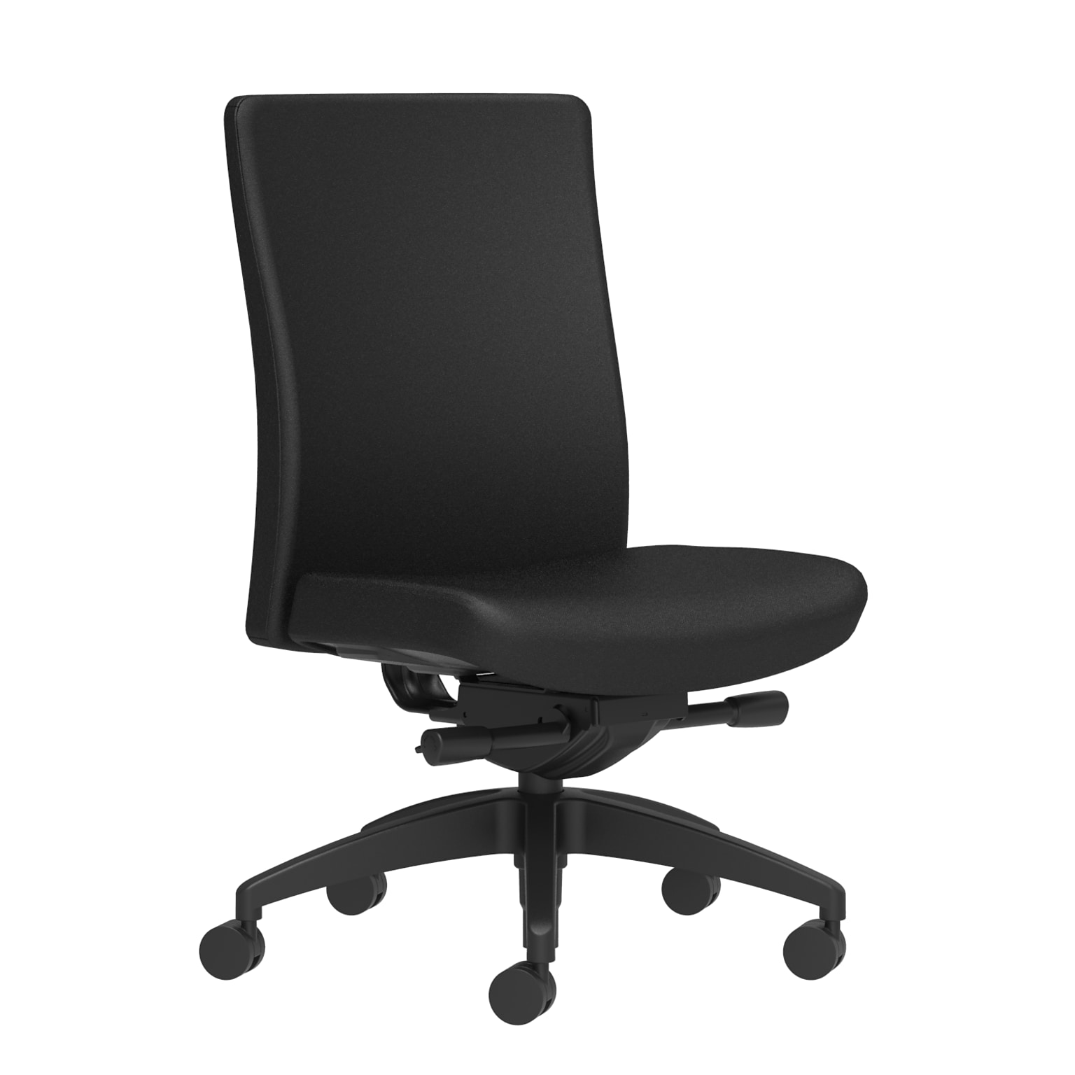 Union & Scale Workplace2.0™ Task Chair Upholstered, Armless, Black Fabric, Synchro Tilt Seat Slide (54198)