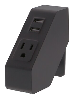 Bostitch Konnect Plastic Power Hub with 2 USB Charging Ports & 1 Power Outlet, 1.75 W, Black (KT-POWER-BLK)