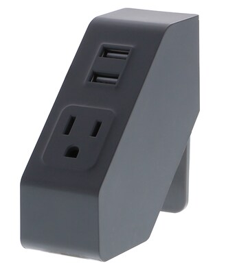 Bostitch Konnect Plastic Power Hub with 2 USB Charging Ports & 1 Power Outlet, 1.75 W, Gray (KT-POWER-GRAY)