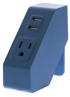 Bostitch Konnect Plastic Power Hub with 2 USB Charging Ports & 1 Power Outlet, 1.75 W, Blue (KT-POWER-BLUE)