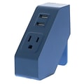 Bostitch Konnect Plastic Power Hub with 2 USB Charging Ports & 1 Power Outlet, 1.75 W, Blue (KT-POWER-BLUE)