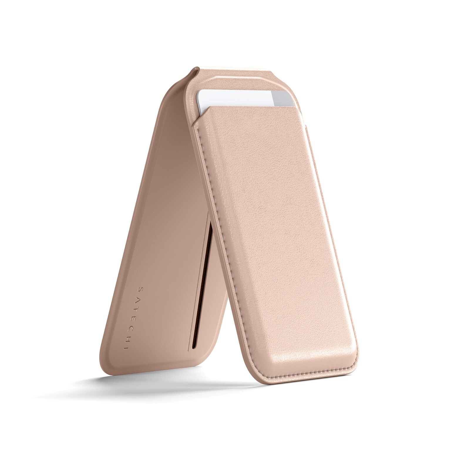 Vegan-Leather Magnetic Wallet Stand (Desert Rose)