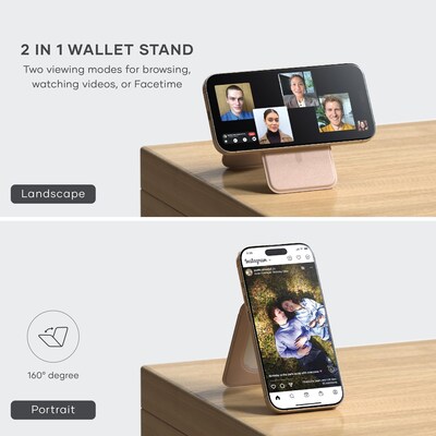 Vegan-Leather Magnetic Wallet Stand (Desert Rose)
