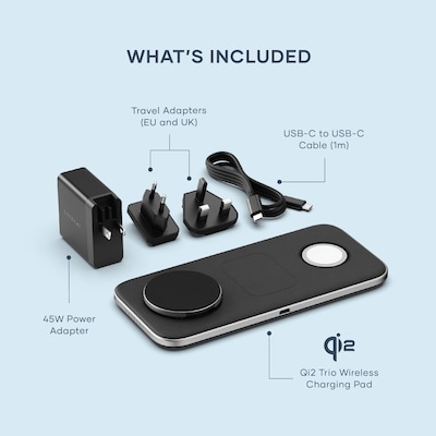 Qi2 Trio Wireless Charging Pad - with Type A,C,G plugs