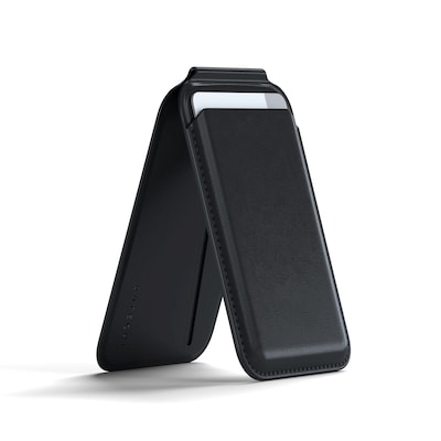 Vegan-Leather Magnetic Wallet Stand (Black)
